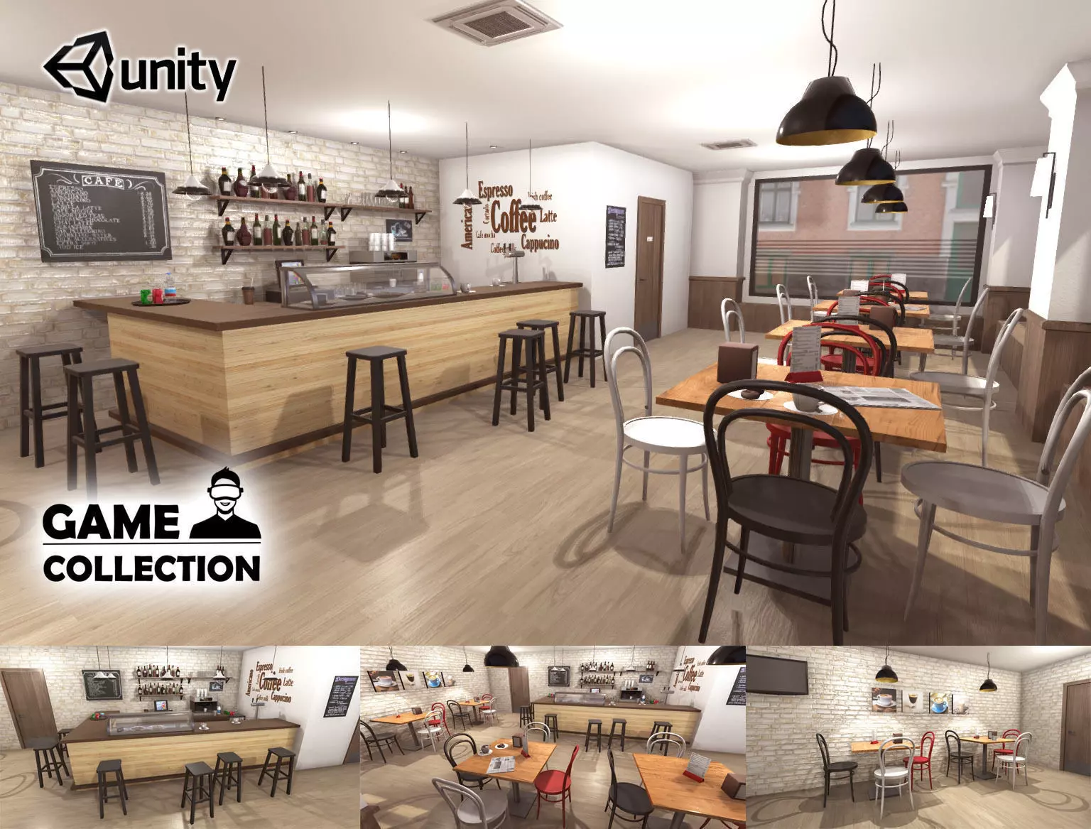 Cafe Interior Low-poly 3D model_0