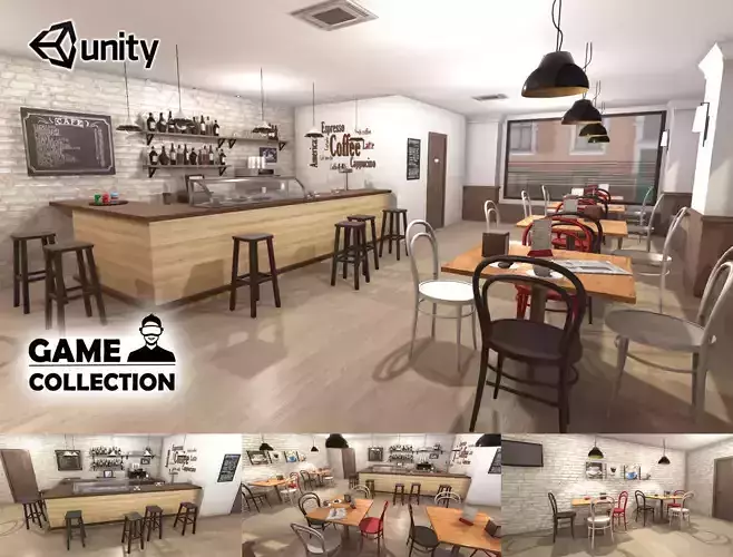 Cafe Interior Low-poly 3D model