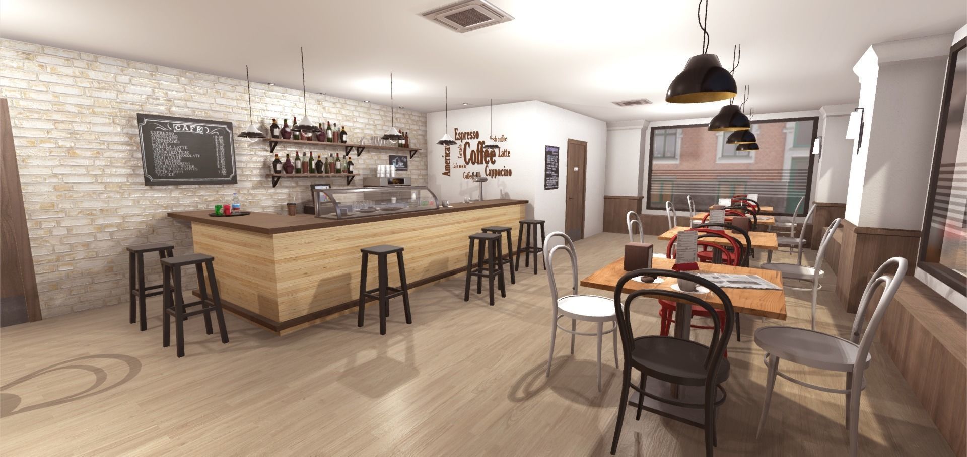 Cafe Interior Low-poly 3D model_2