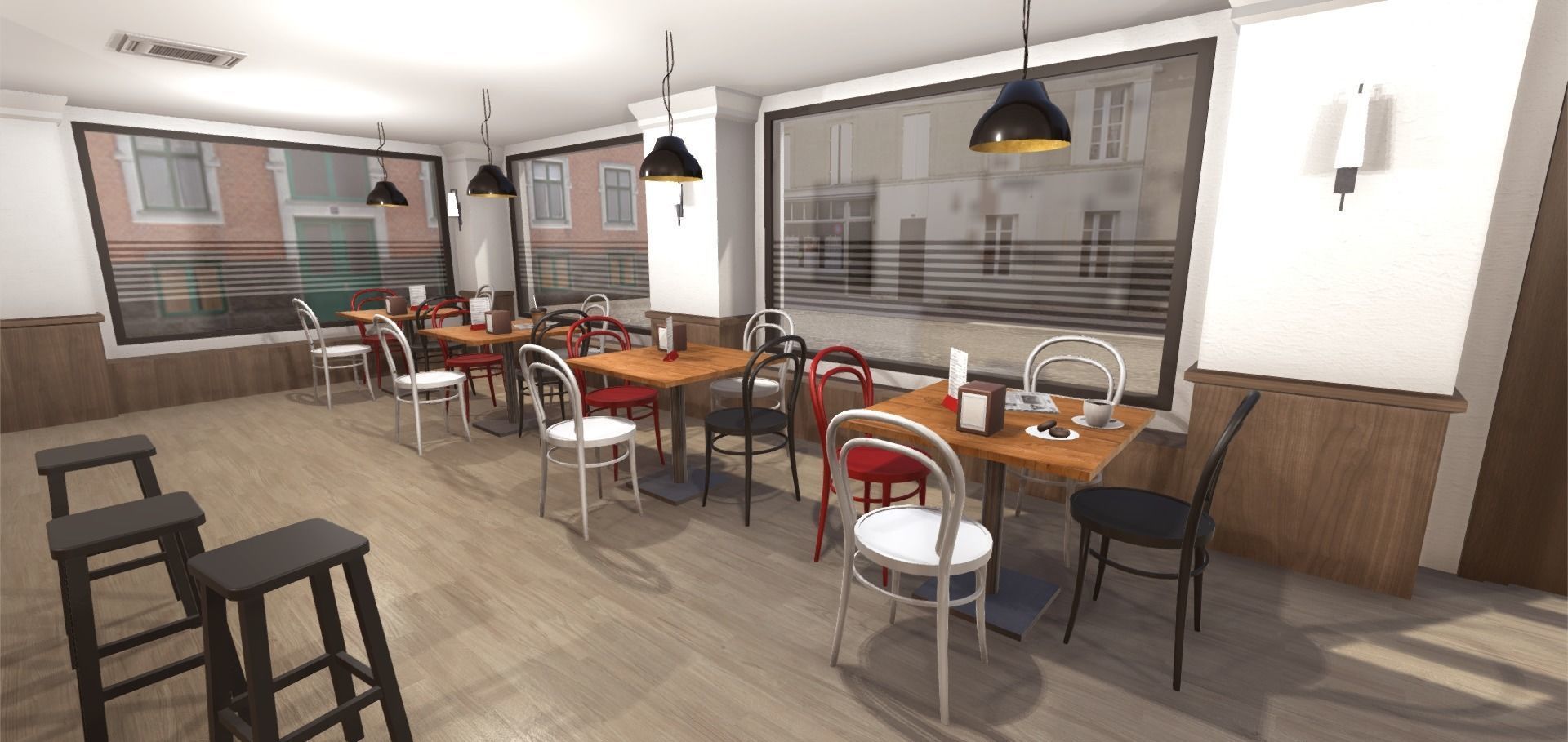 Cafe Interior Low-poly 3D model_5