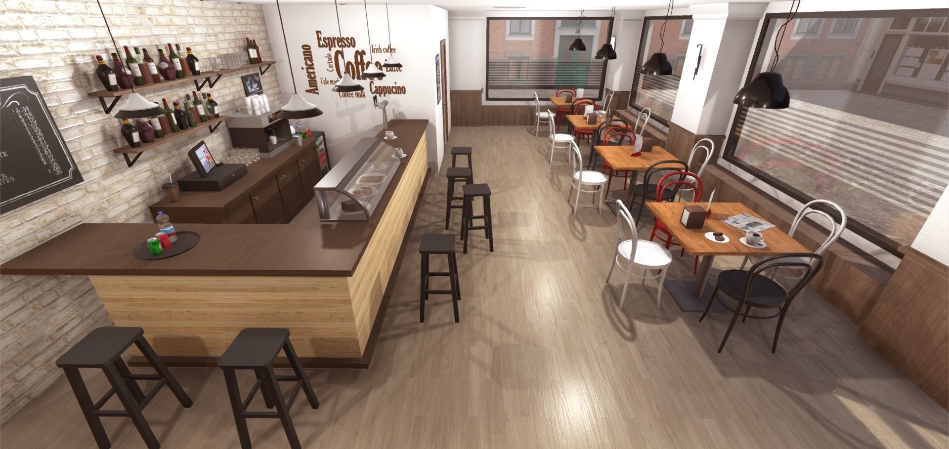 Cafe Interior Low-poly 3D model_6
