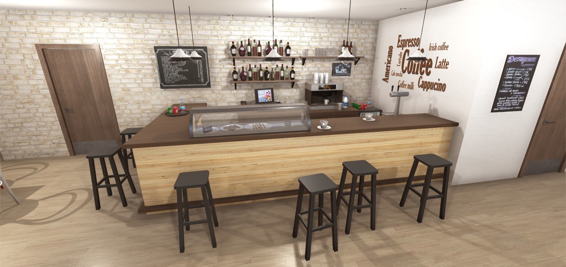 Cafe Interior Low-poly 3D model_4