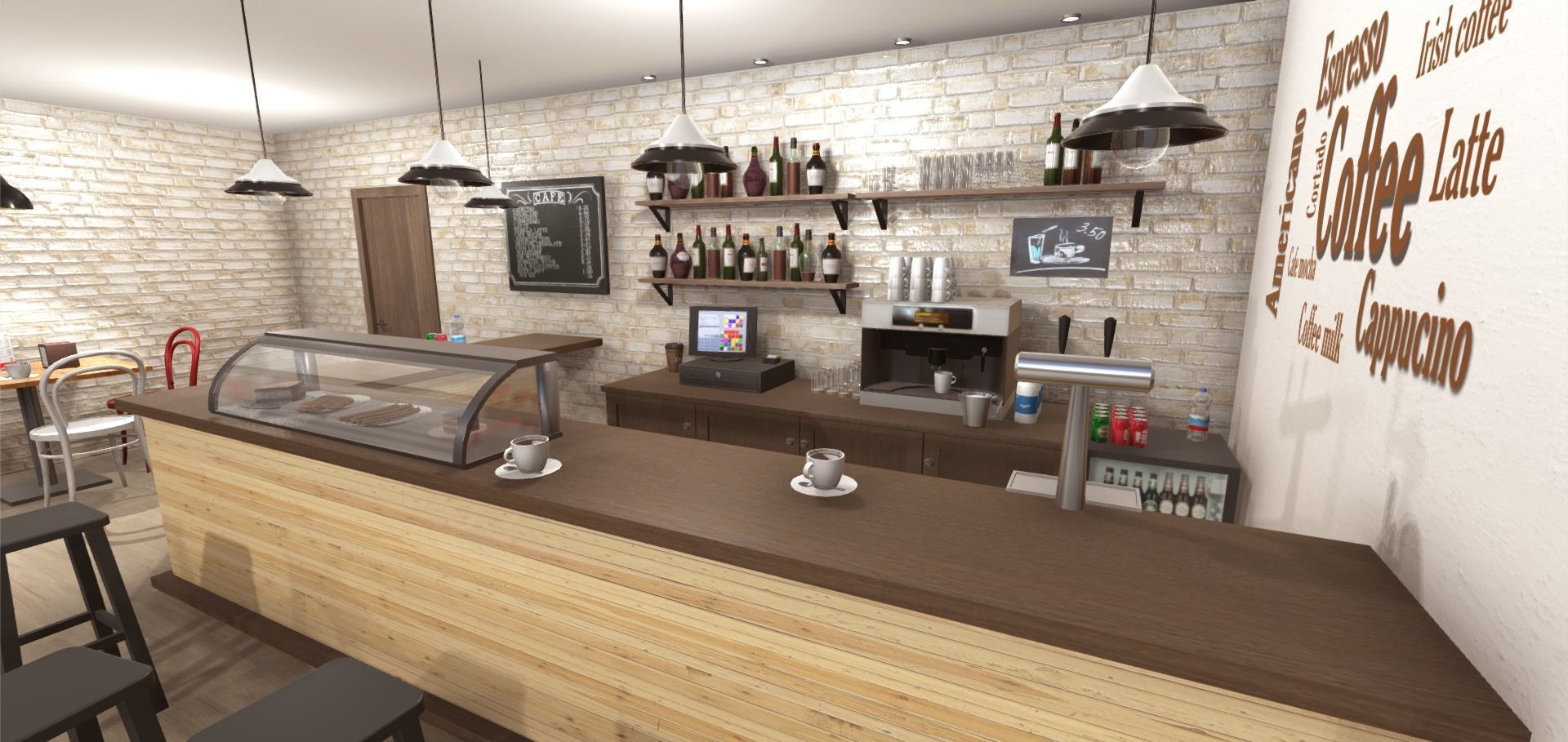 Cafe Interior Low-poly 3D model_7