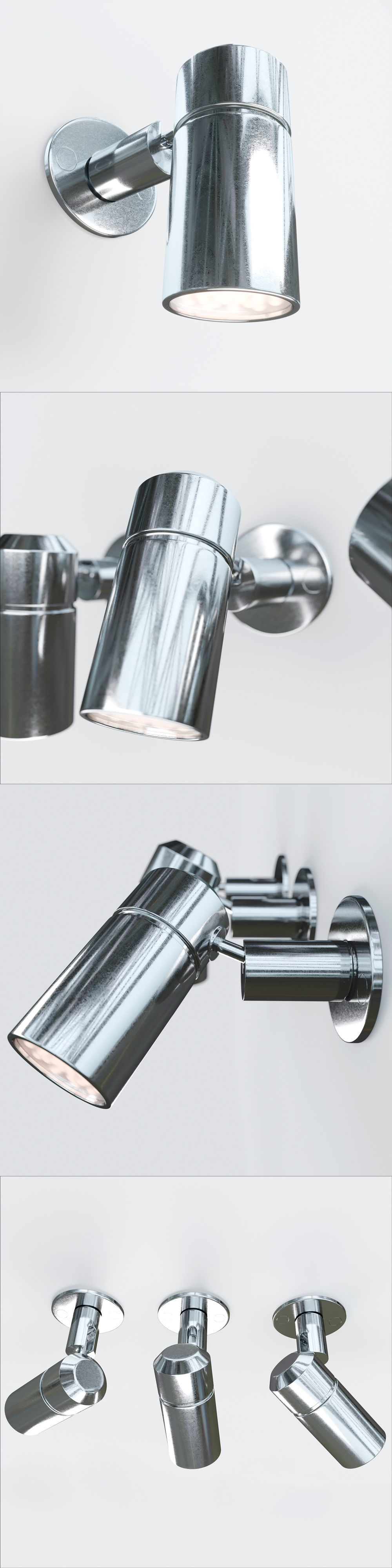 Light chrome wall on wall 3D model_1