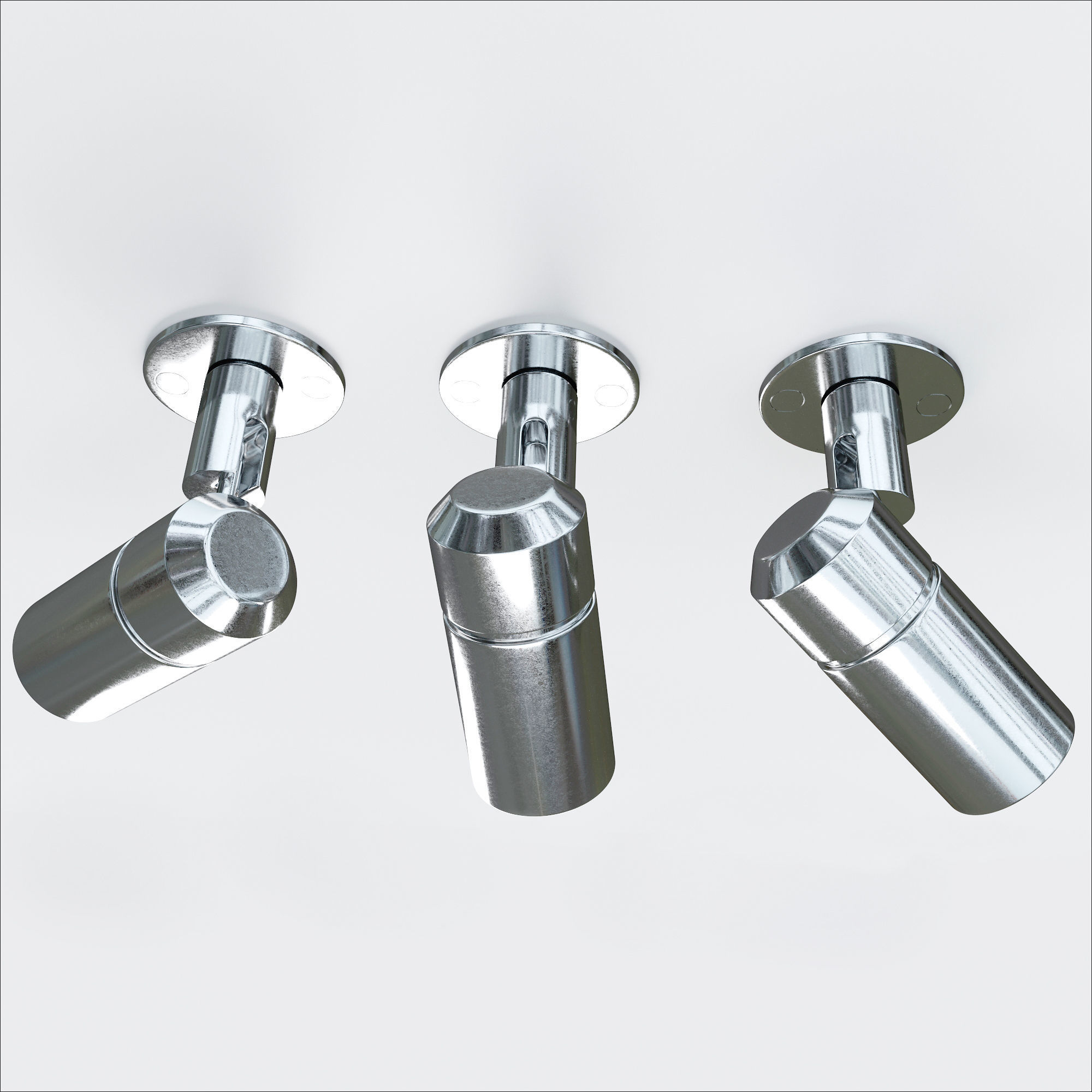 Light chrome wall on wall 3D model_4