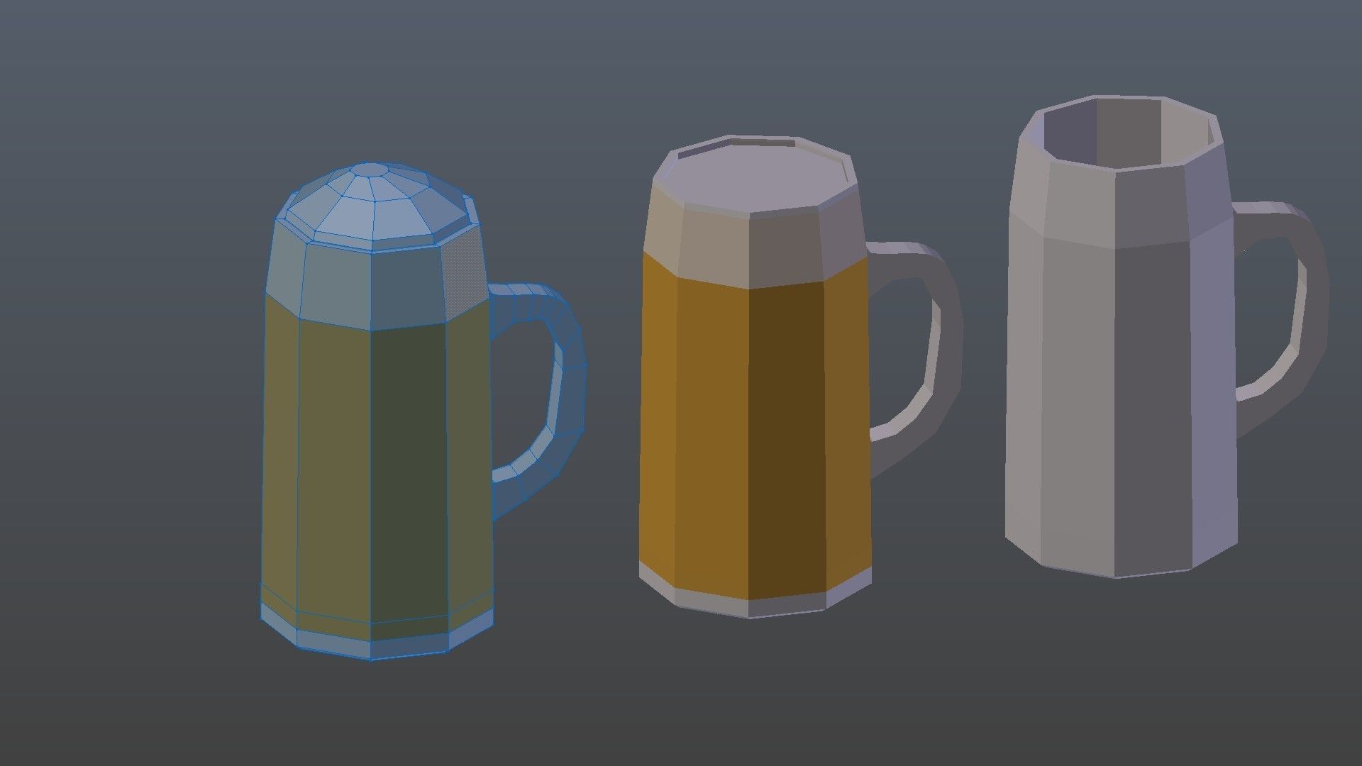 Low Poly Beer Mugs Low-poly 3D model_10