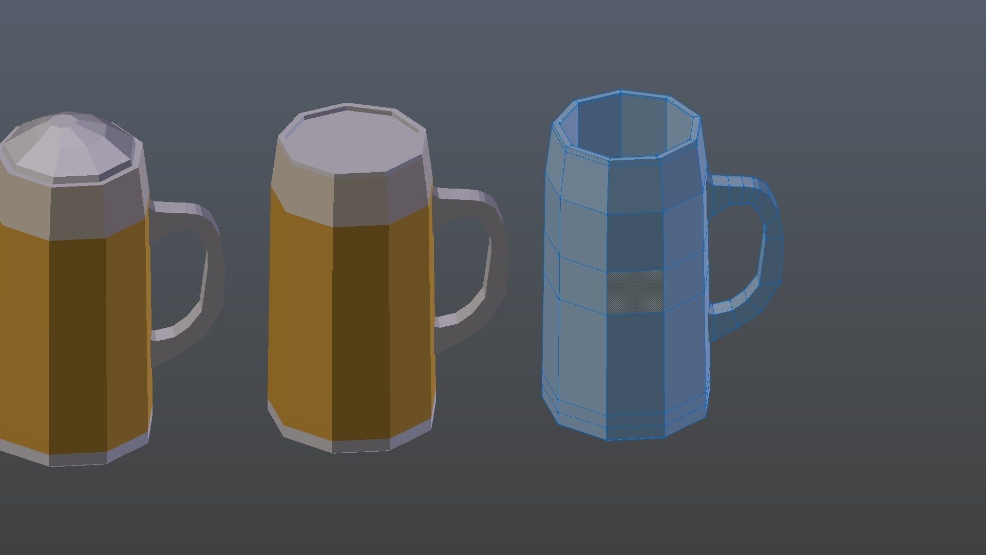 Low Poly Beer Mugs Low-poly 3D model_11