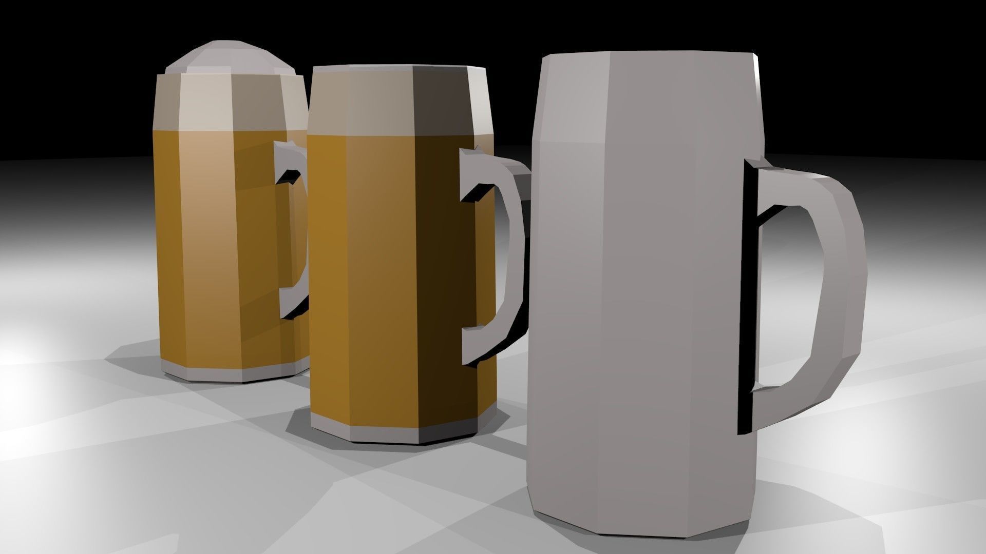 Low Poly Beer Mugs Low-poly 3D model_6
