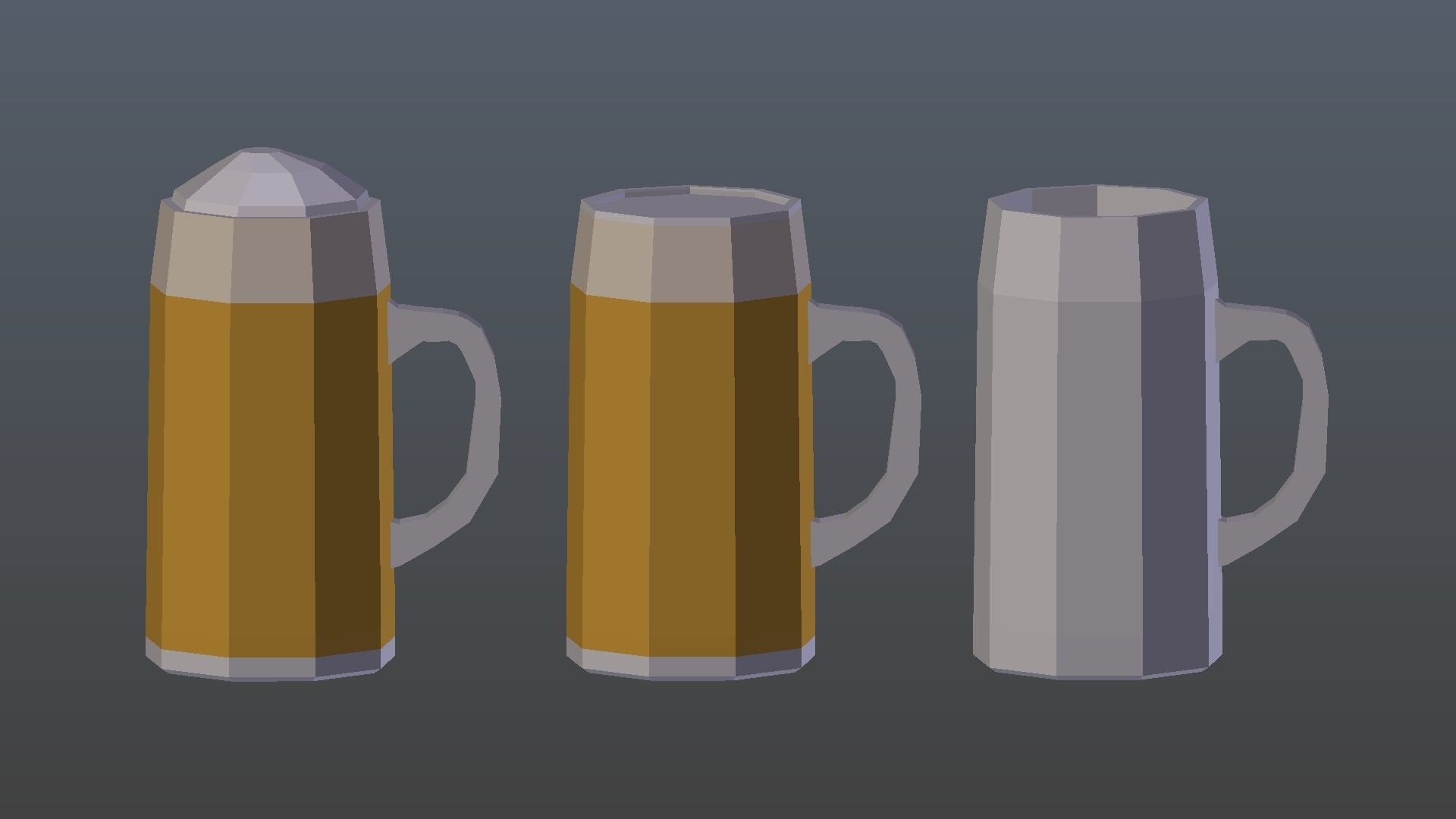 Low Poly Beer Mugs Low-poly 3D model_8