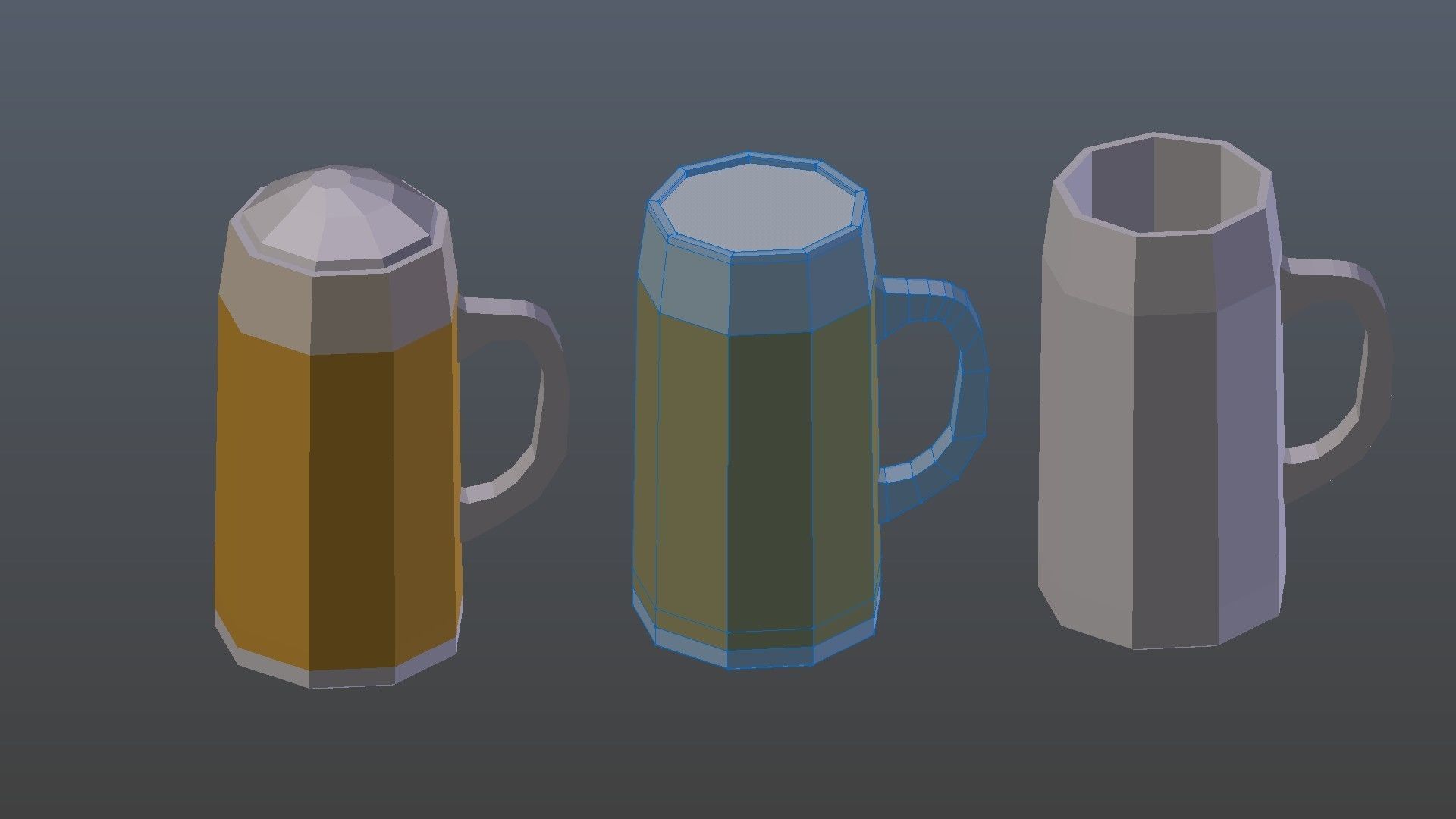 Low Poly Beer Mugs Low-poly 3D model_13