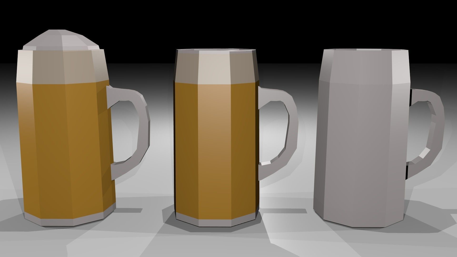 Low Poly Beer Mugs Low-poly 3D model_5