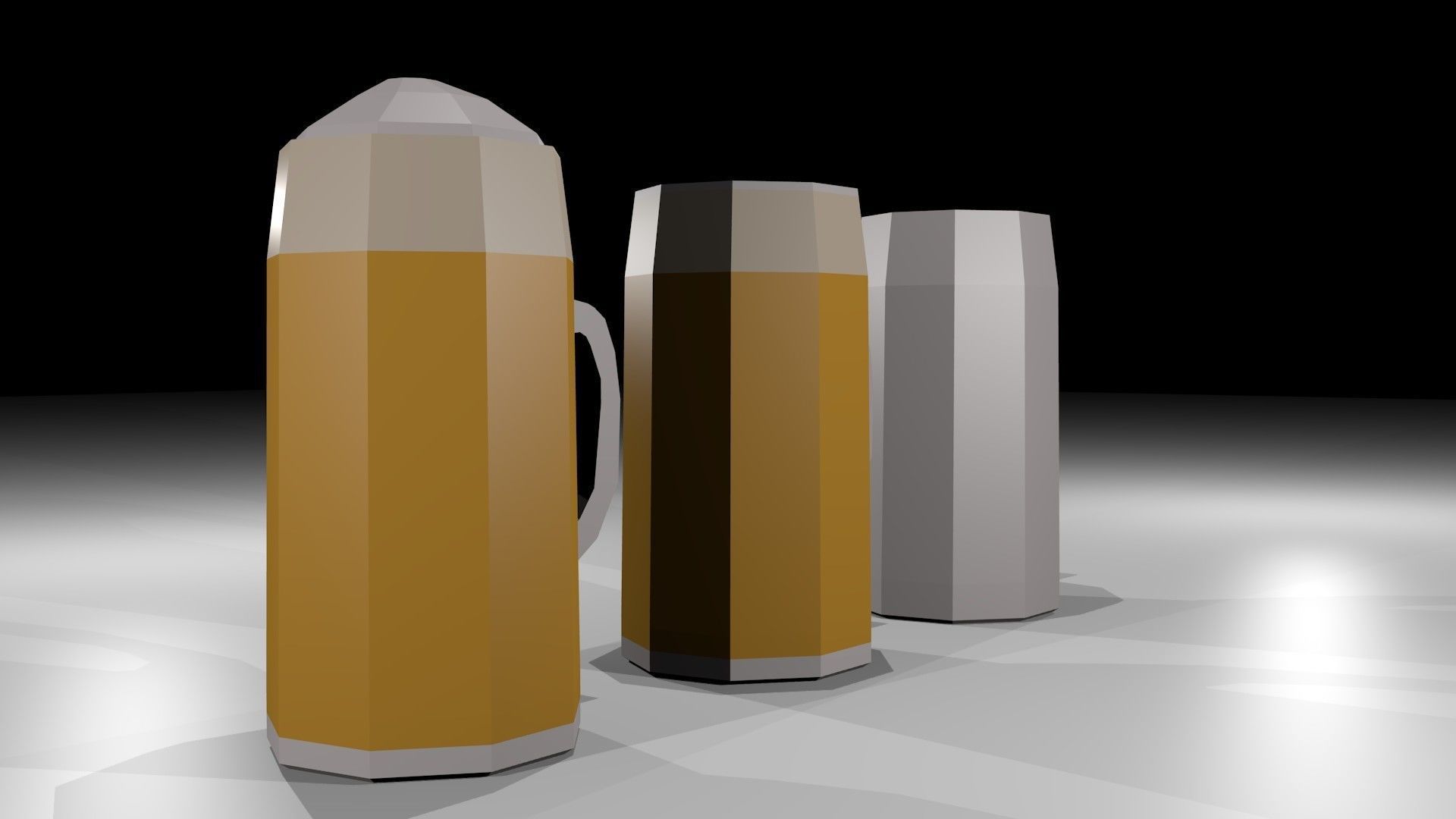 Low Poly Beer Mugs Low-poly 3D model_7
