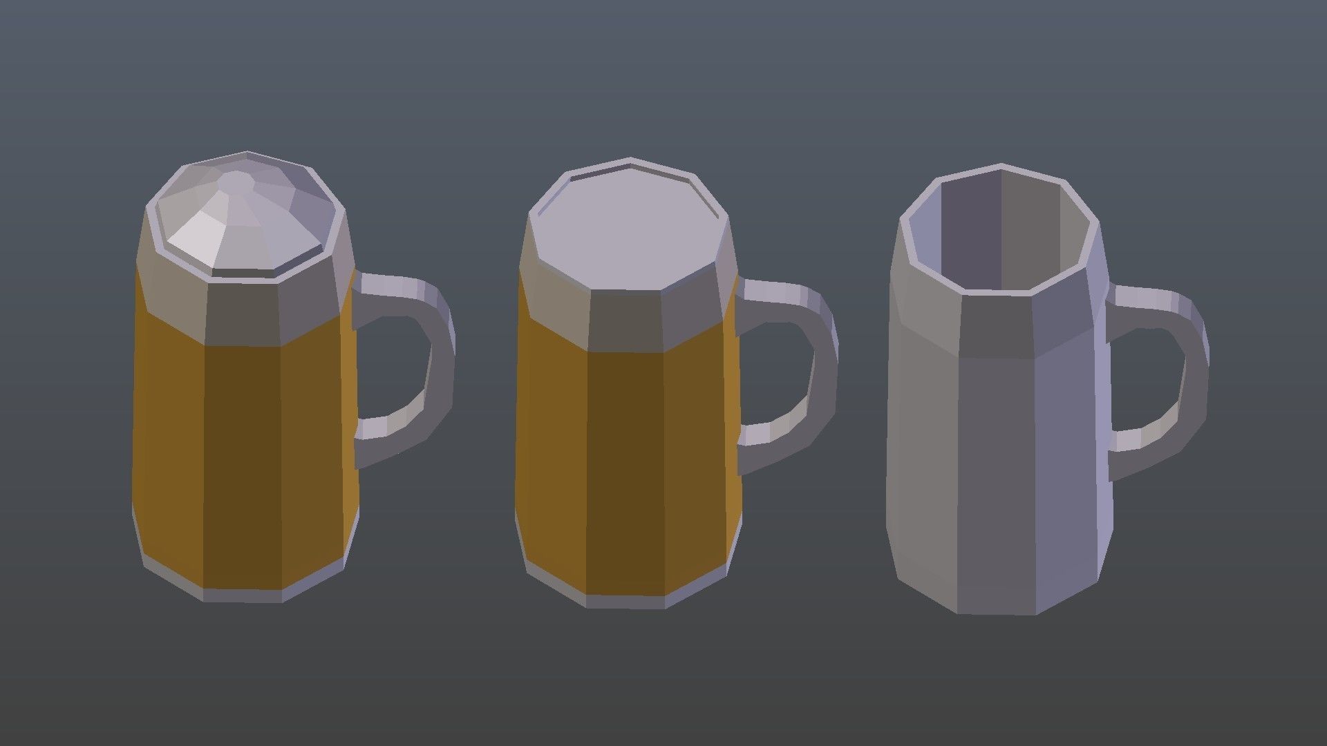 Low Poly Beer Mugs Low-poly 3D model_12