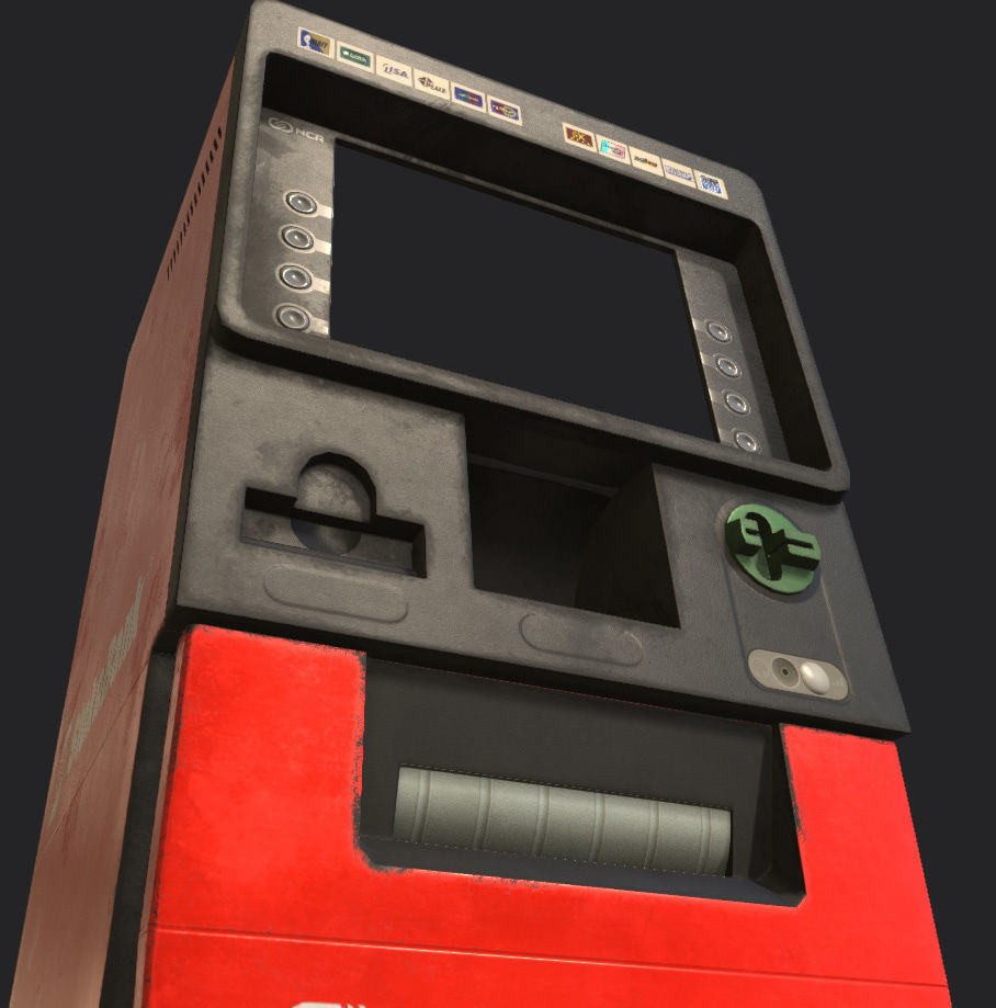 ATM Bank Machine set of 3 Low-poly 3D model_9
