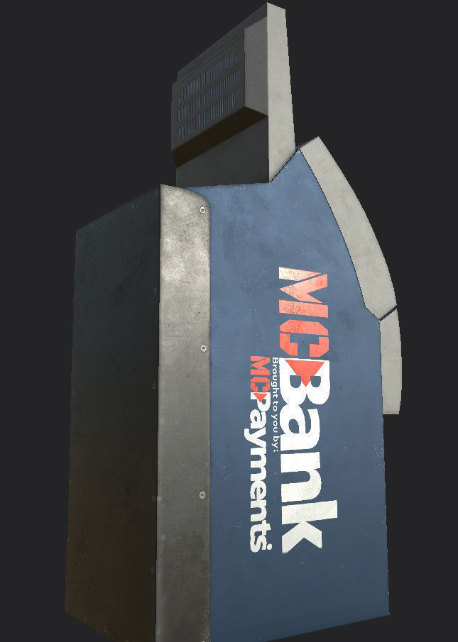 ATM Bank Machine set of 3 Low-poly 3D model_5