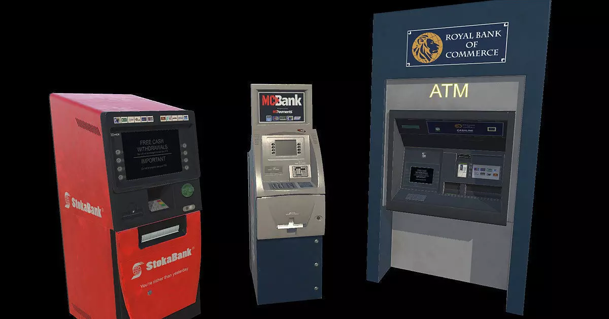ATM Bank Machine set of 3 Low-poly 3D model_0