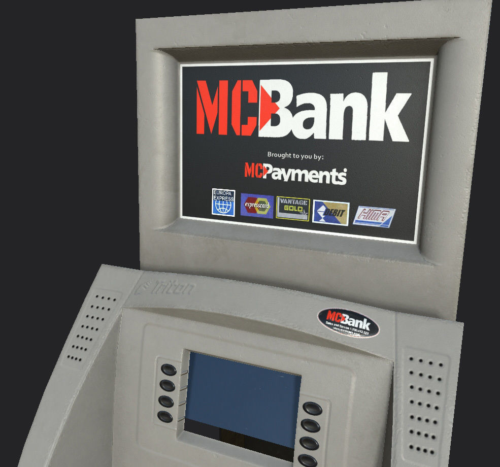 ATM Bank Machine set of 3 Low-poly 3D model_4