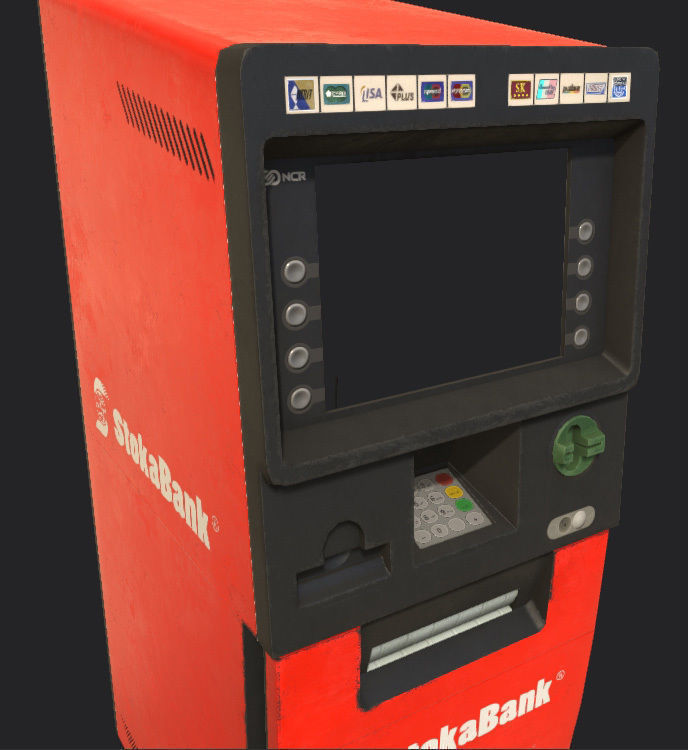 ATM Bank Machine set of 3 Low-poly 3D model_10