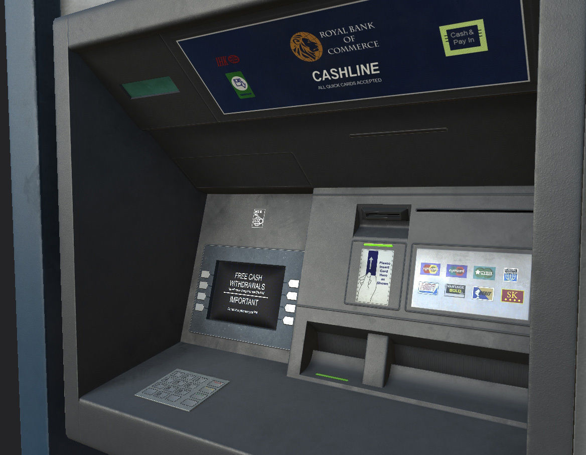 ATM Bank Machine set of 3 Low-poly 3D model_2