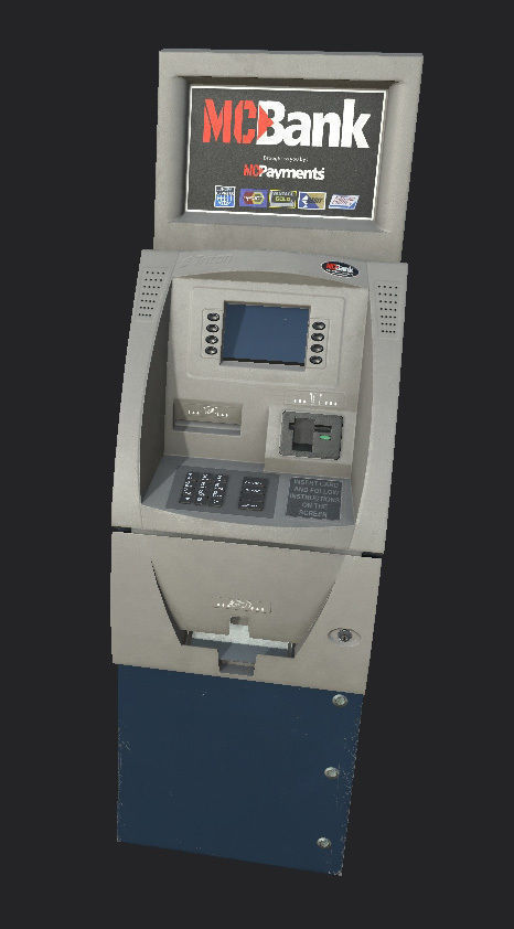 ATM Bank Machine set of 3 Low-poly 3D model_7