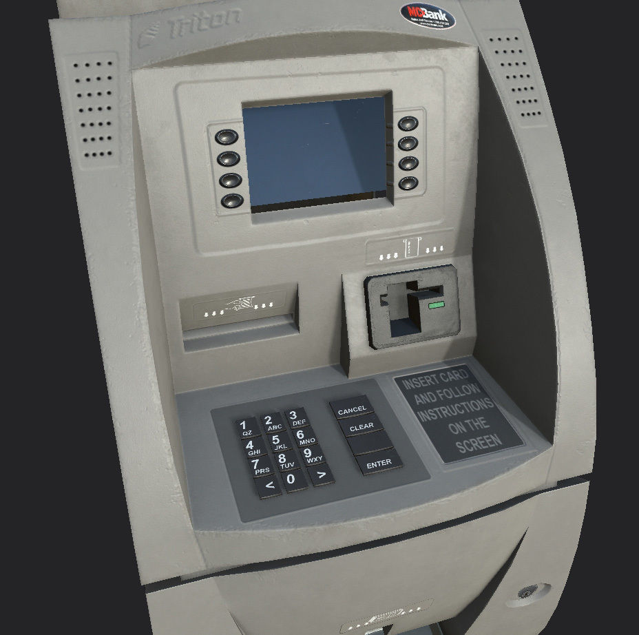 ATM Bank Machine set of 3 Low-poly 3D model_6