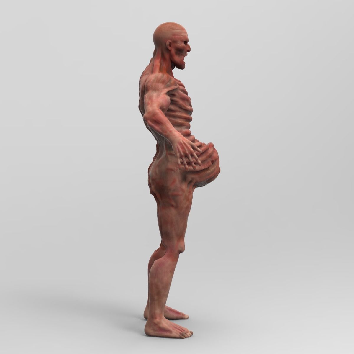 Zombie Character Full Body infected T-posed Low-poly 3D model_1