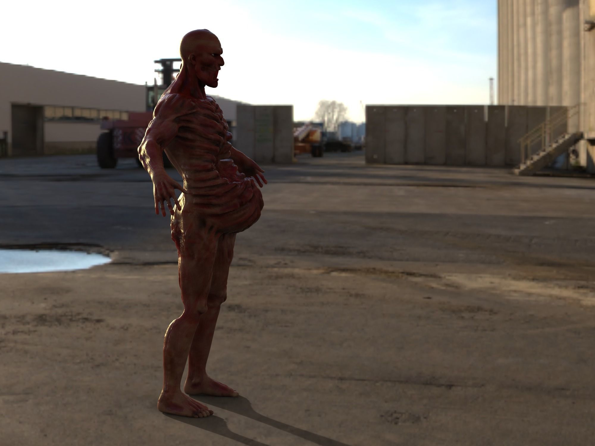 Zombie Character Full Body infected T-posed Low-poly 3D model_2