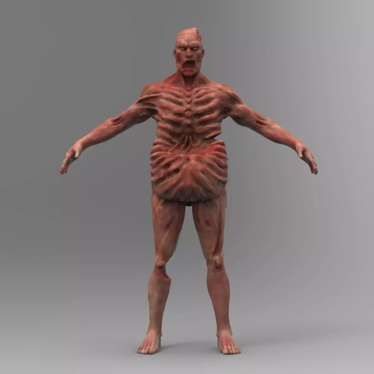 Zombie Character Full Body infected T-posed Low-poly 3D model_0