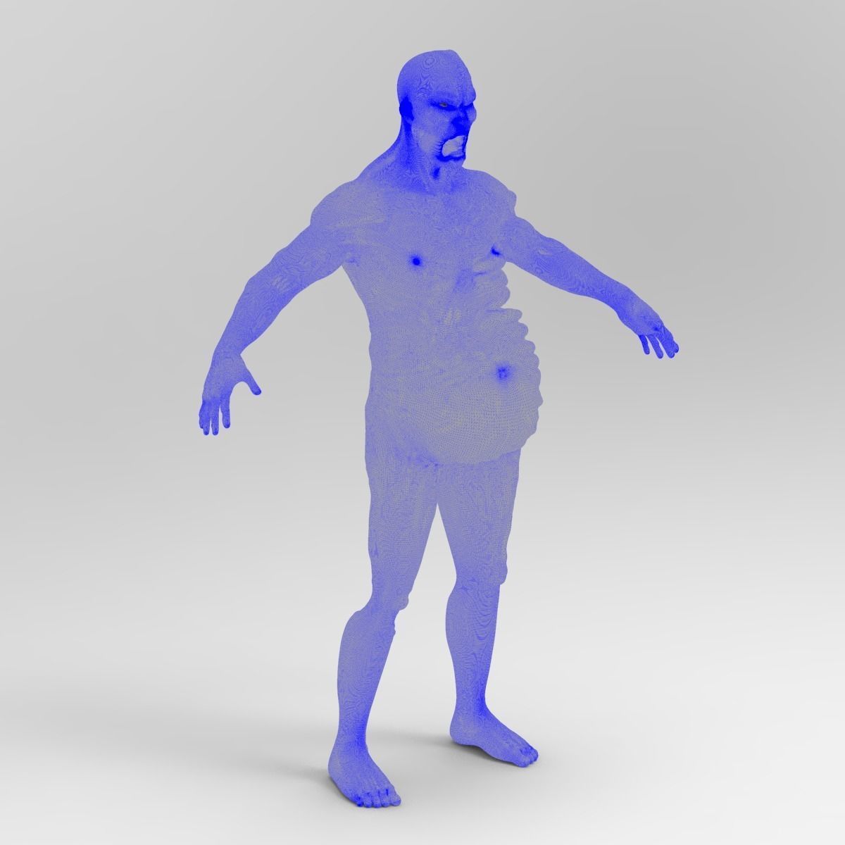Zombie Character Full Body infected T-posed Low-poly 3D model_6