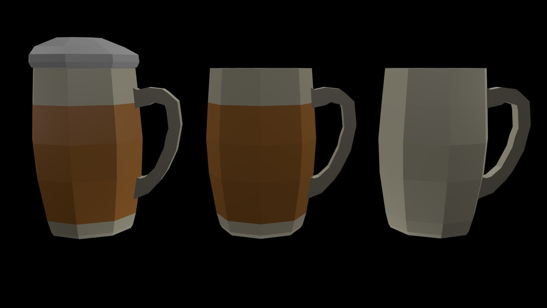 Low Poly Beer Mugs 1 Low-poly 3D model