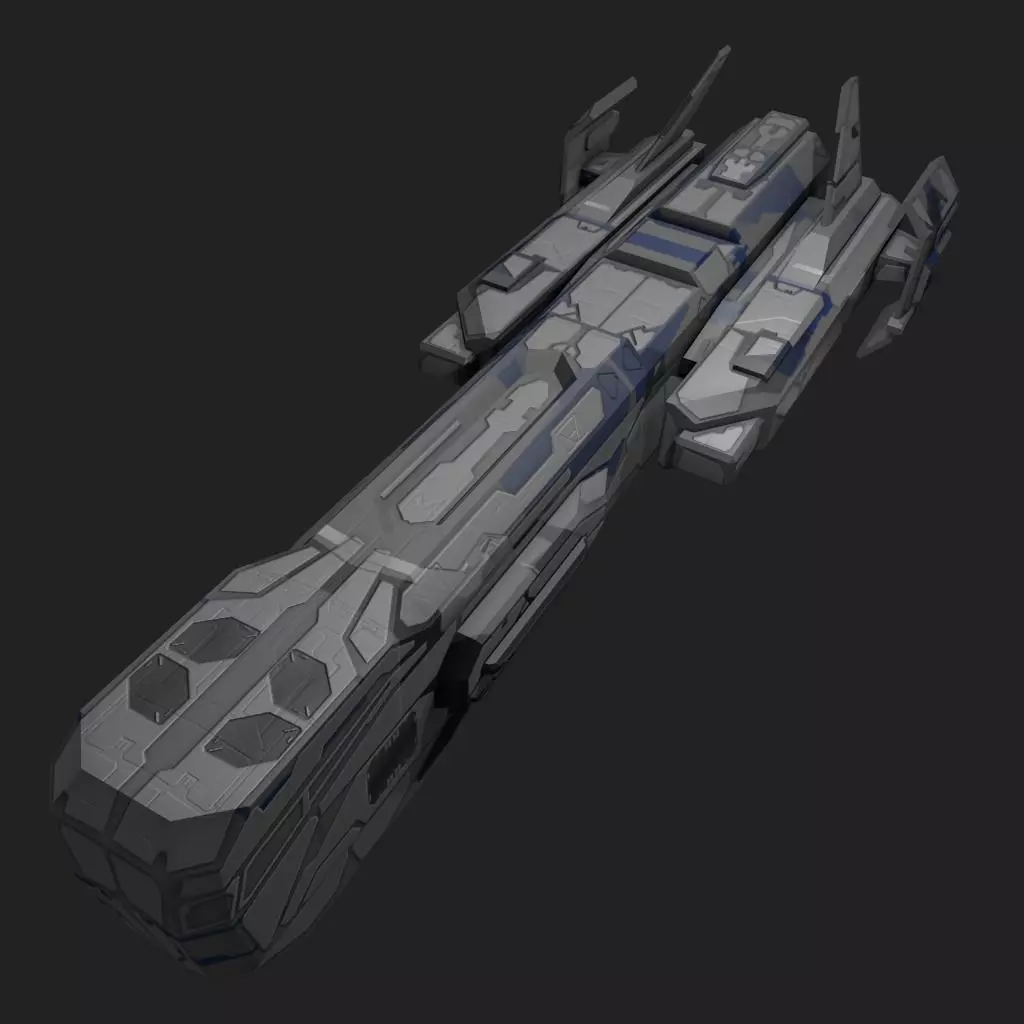 Freighter Starship Low-poly 3D model