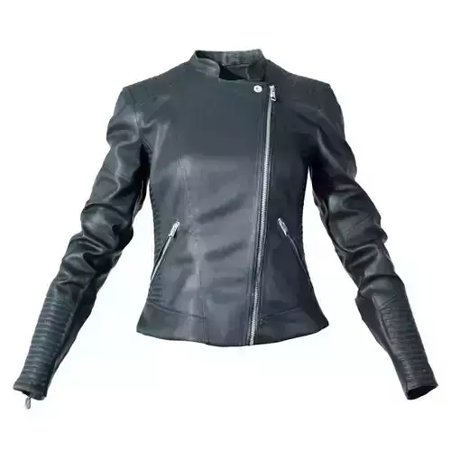 Black Leather Biker Jacket Low-poly 3D model