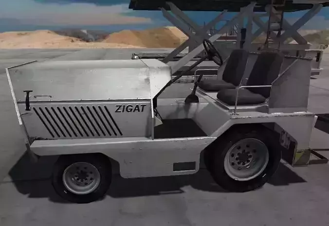 Airport Baggage Tractor and Cart Low-poly 3D model
