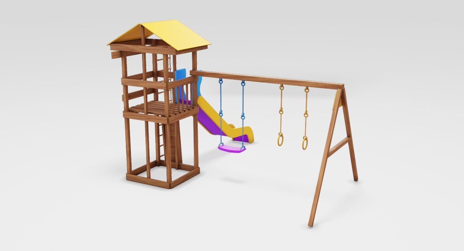 Playground cheerful color Low-poly 3D model_6