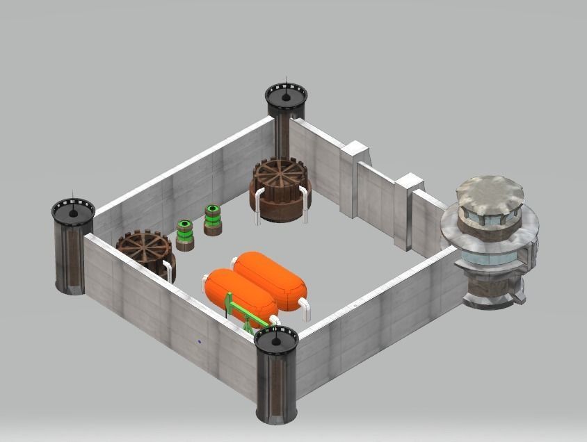 Sci-fi Base Low-poly 3D model_1