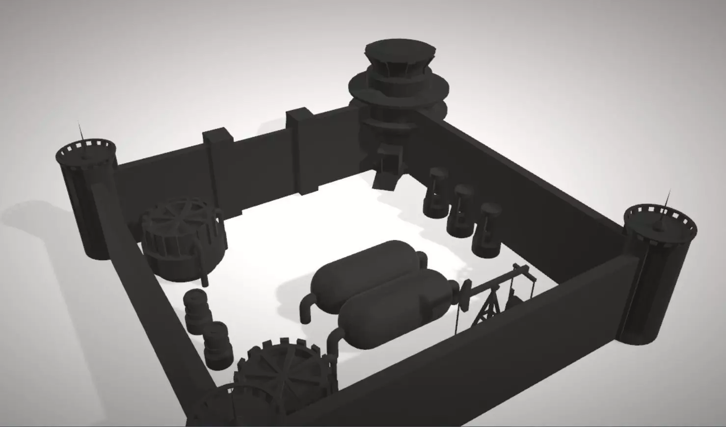 Sci-fi Base Low-poly 3D model_0