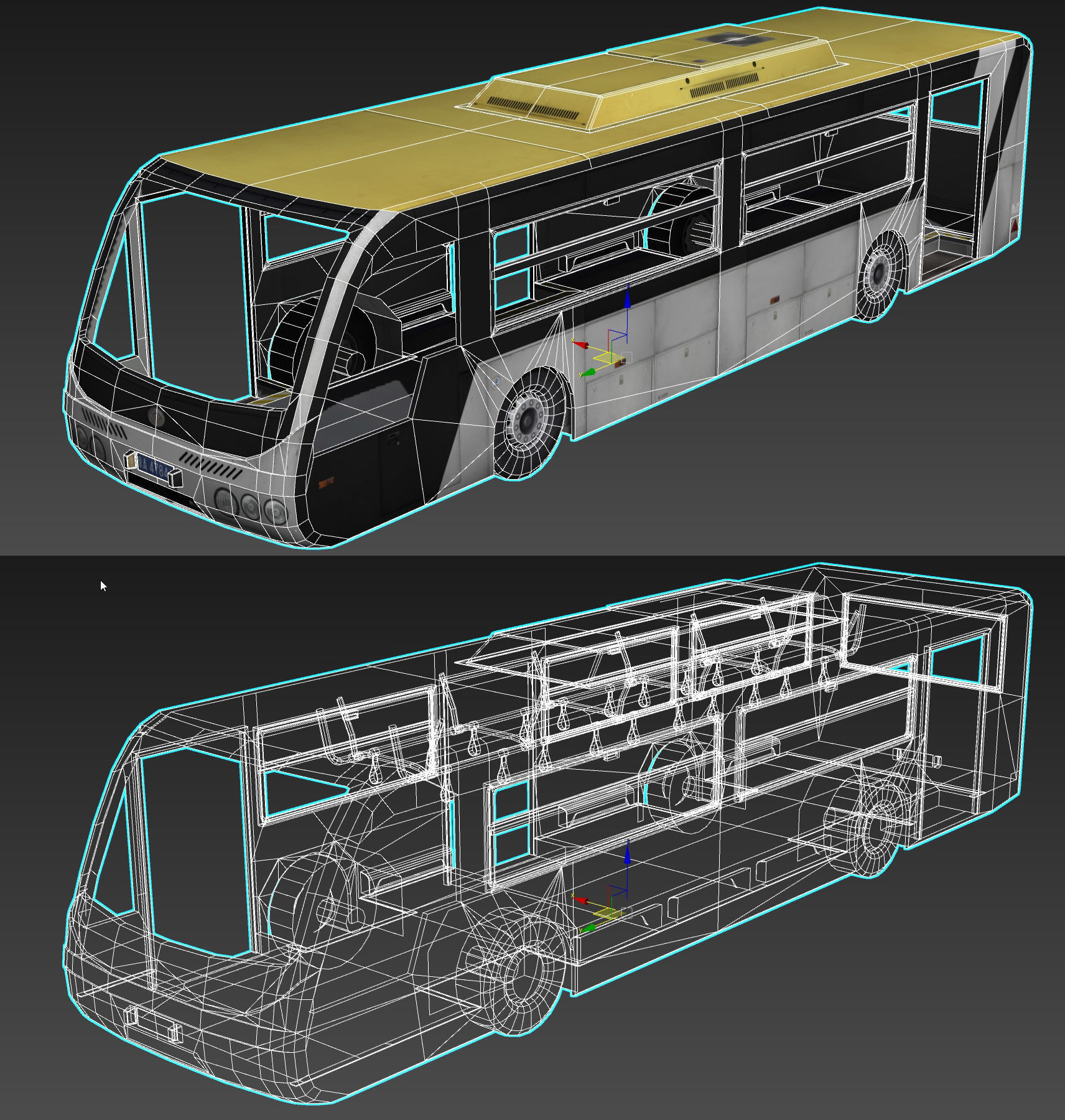 Airport Bus Low-poly 3D model_7
