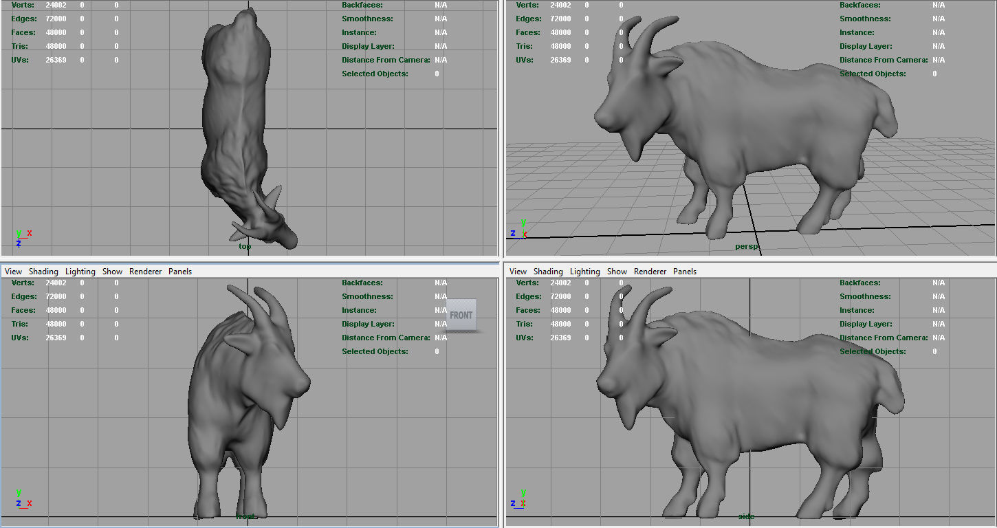 White goat Low-poly 3D model_5