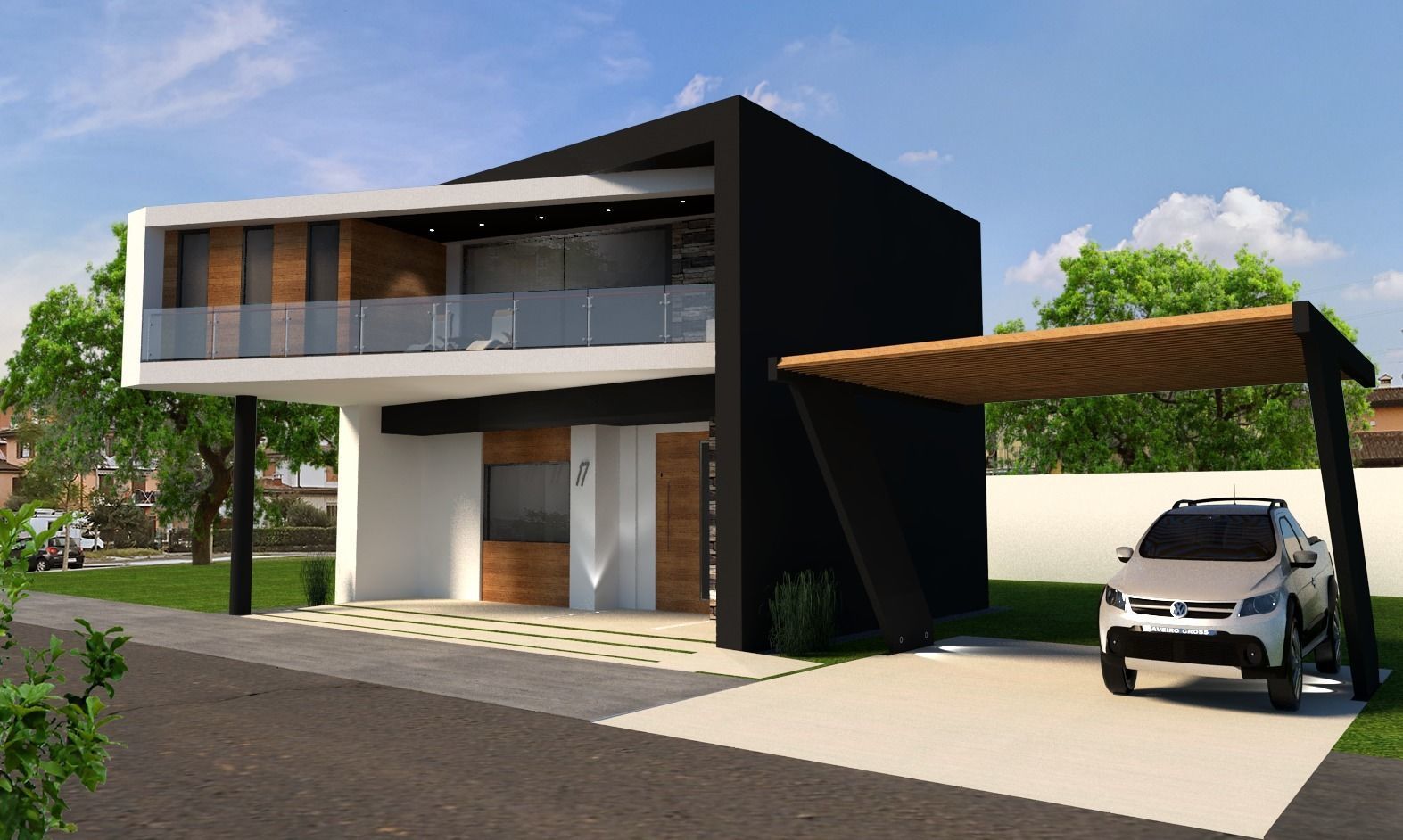 modern house K120 Low-poly 3D model_3
