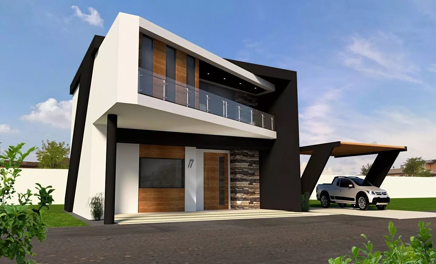 modern house K120 Low-poly 3D model_0