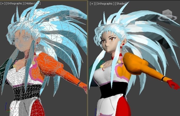ryoko hakubi form Tenchi Muyo VR - AR - low-poly 3D model Low-poly 3D model_4
