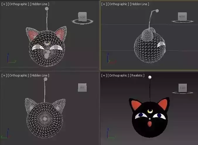cat ball chibiusa sailor moon VR - AR - low-poly 3D model Free low-poly 3D model