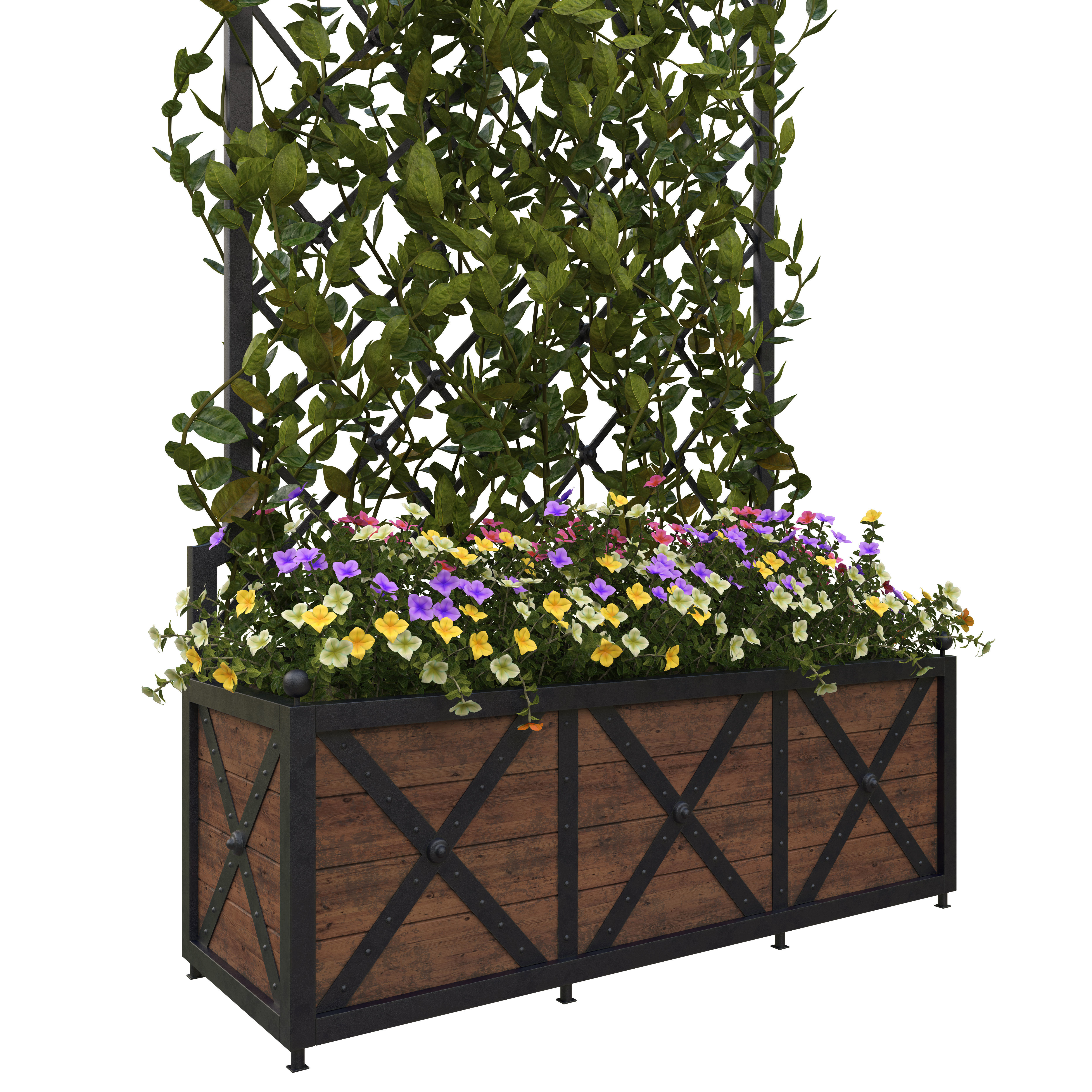 Pergola with flowers 3D model_5
