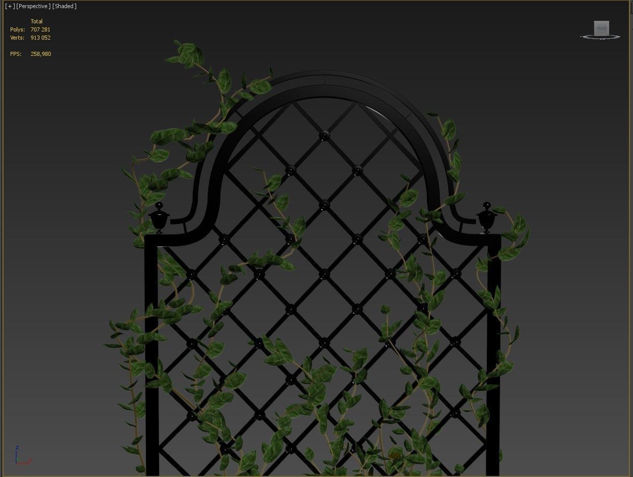 Pergola with flowers 3D model_8