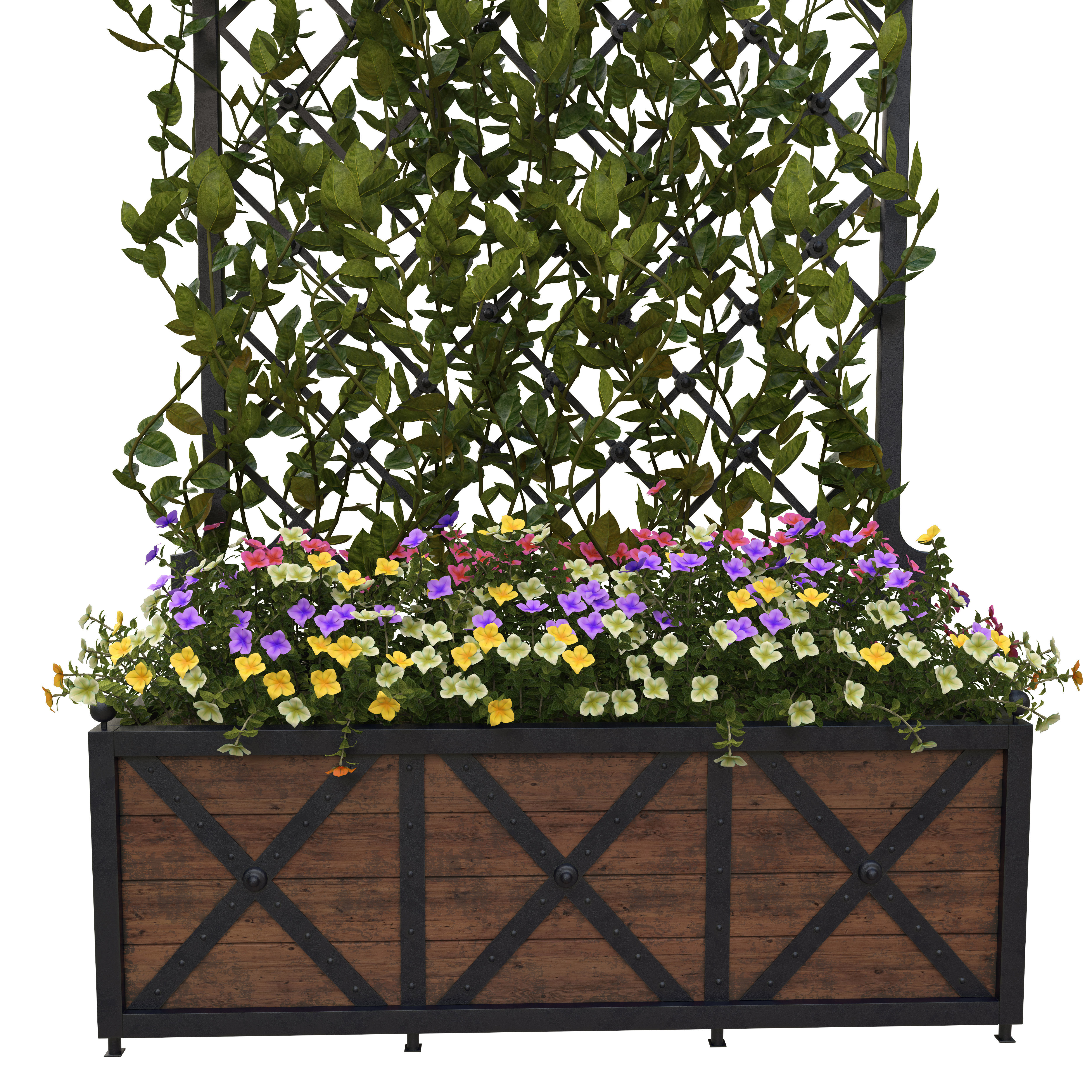 Pergola with flowers 3D model_7