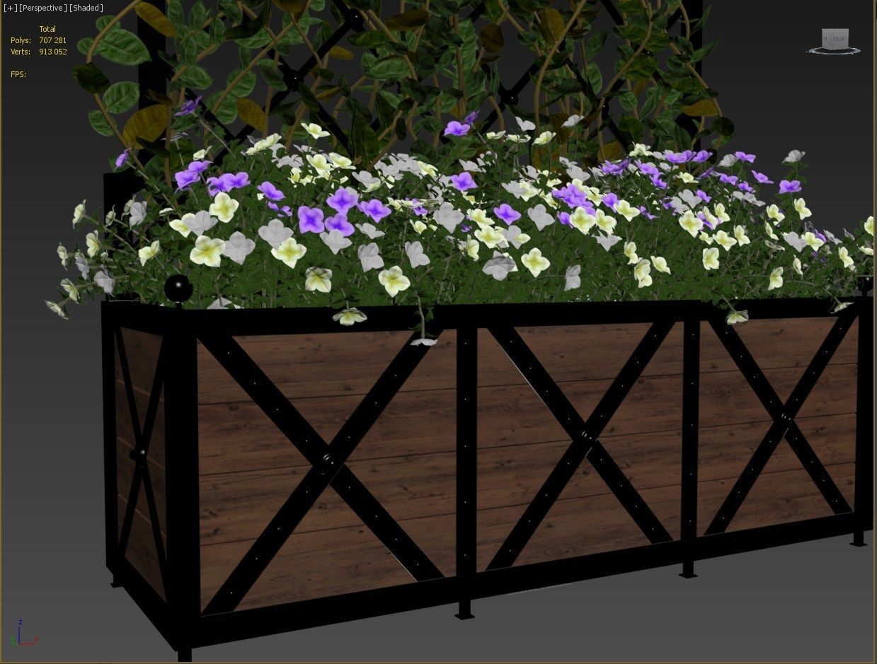Pergola with flowers 3D model_10