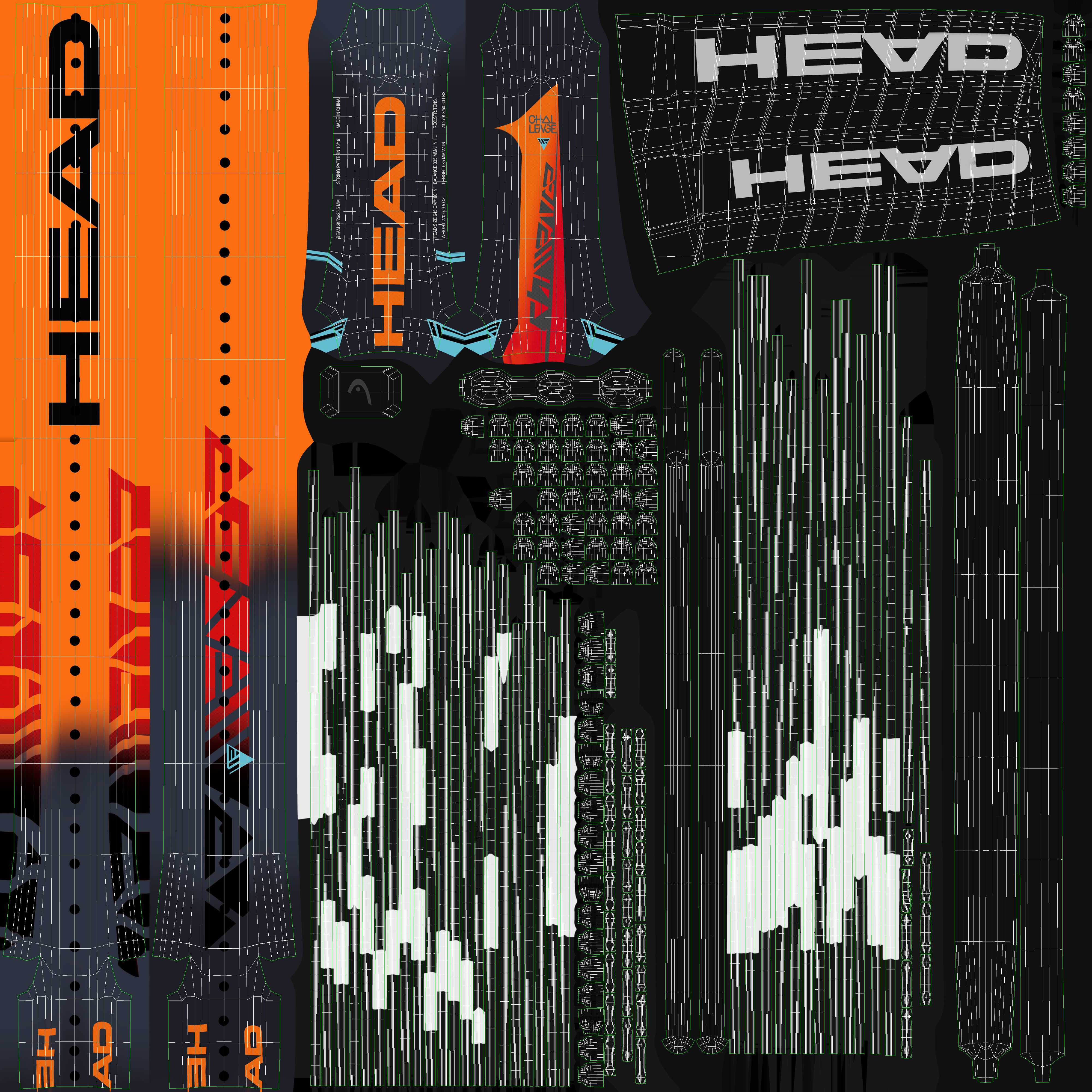 Tennis Racket Head IG Challenge Low-poly 3D model_14