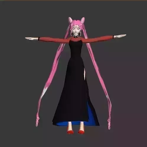 black lady sailor moon VR - AR - low-poly 3D model