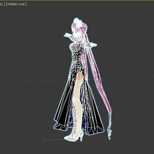 black lady sailor moon VR - AR - low-poly 3D model Low-poly 3D model_5