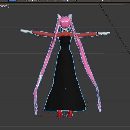 black lady sailor moon VR - AR - low-poly 3D model Low-poly 3D model_6